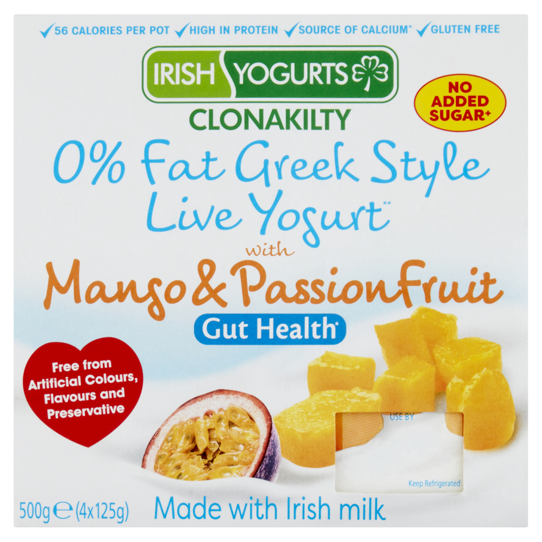 Irish Yogurts Clonakilty 0 Fat Greek Style Live Yogurt with Mango