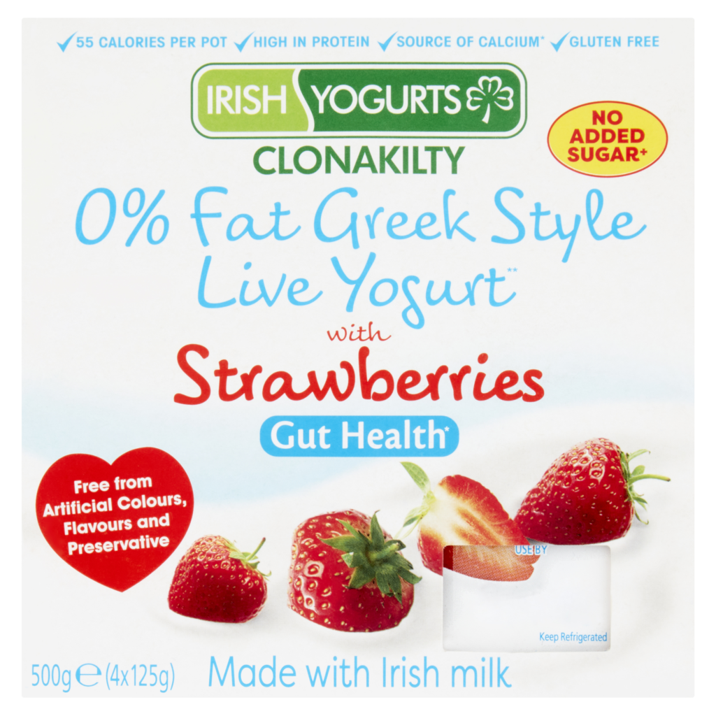Irish Yogurts Clonakilty 0 Fat Greek Style Live Yogurt with Strawberry