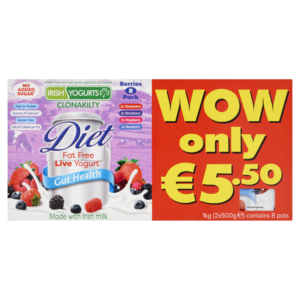 Irish Yogurts Clonakilty Diet Fat Free Live Berries Yogurt 8 Pack
