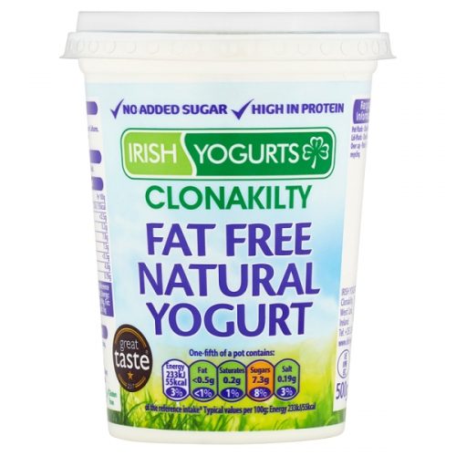 Irish Yogurts Clonakilty Fat Free Natural Live Yogurt 500g Irish