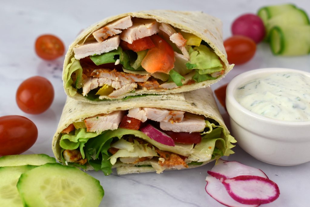 Cajun Chicken Wraps with Yogurt Dressing