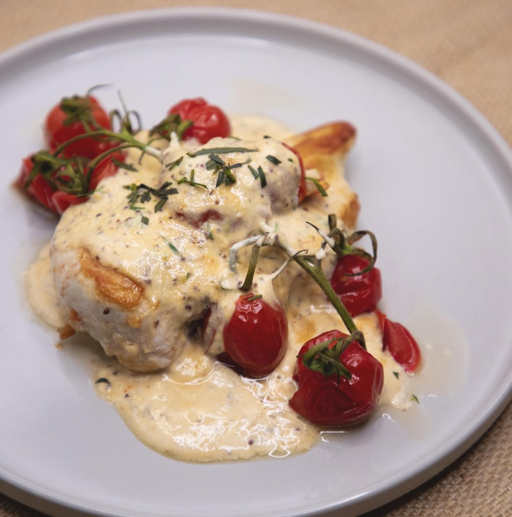 Chef Eunice Powers Chicken with Roast Cherry Tomato