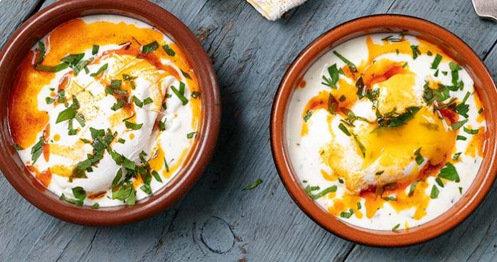 Turkish Poached Eggs with Yogurt and Chilli Butter