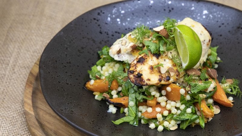 Chef Eunice Power's Marinated Chicken, Roast Carrot and Fregola Salad