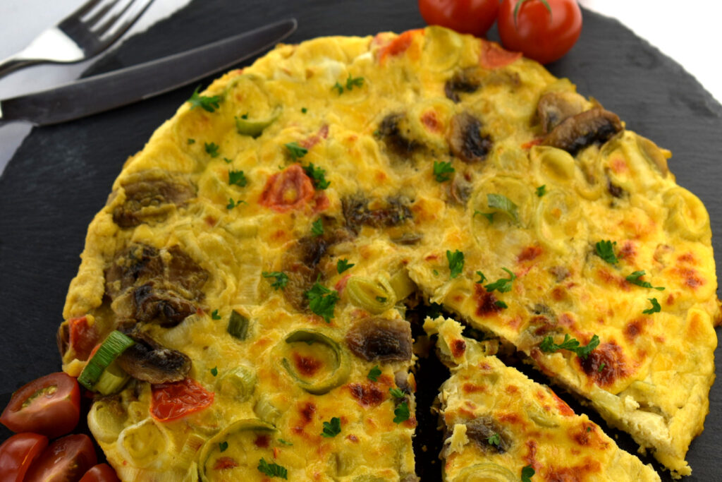 Mushroom, Leek and Tomato Frittata