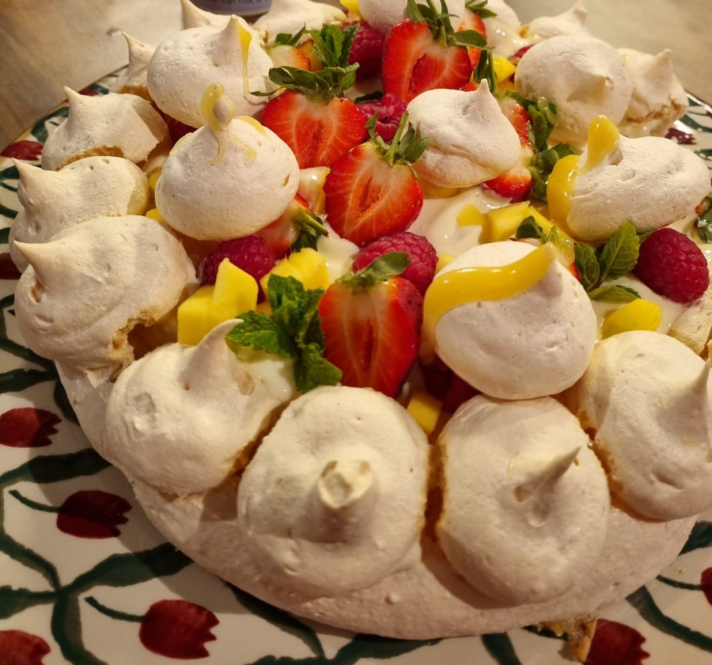 Hazelnut Pavlova with Yogurt & Lemon Curd