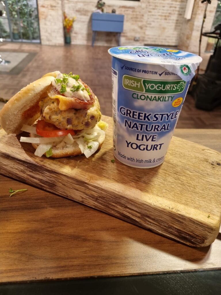 Turkey Burger with Irish Yogurts Clonakilty Dressing