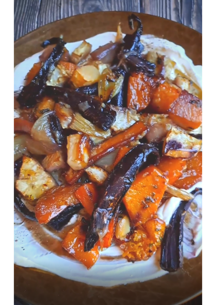 Garlic Roast Vegetables with Crème Fraîche