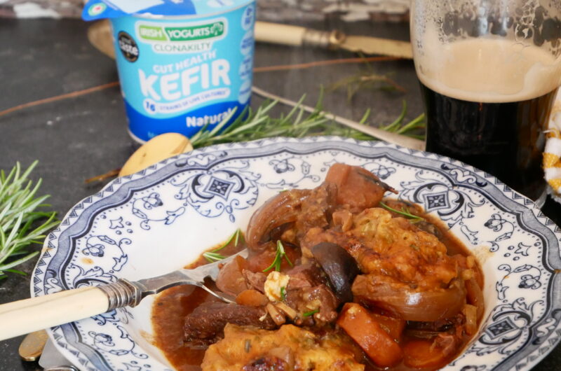 Traditional Beef and Stout Stew with Herb Yogurt Dumplings