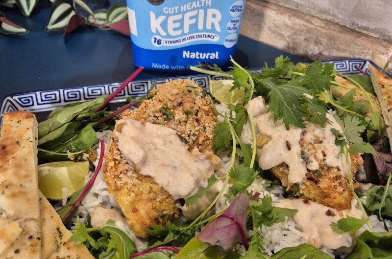 Curried Chicken Breasts with Crunchy Hazelnut Topping